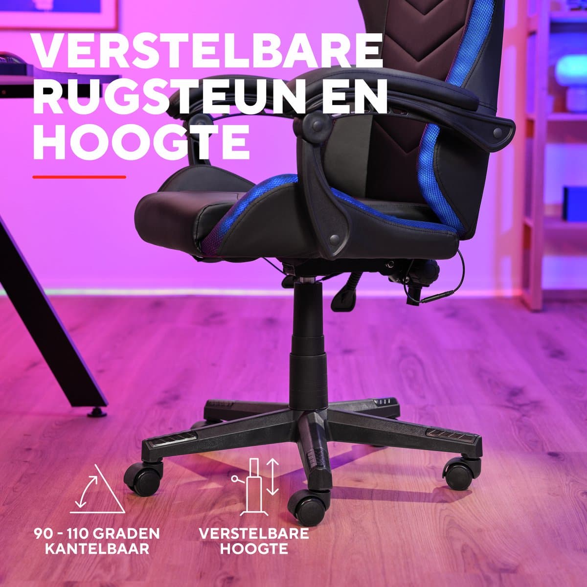 Trust GXT 704 Roniq RGB - Gaming stoel - Gamingstoel - RGB Verlichting - Gamestoel met Verstelbare Rugleuning En Zitting - Zwart thumbnail 5