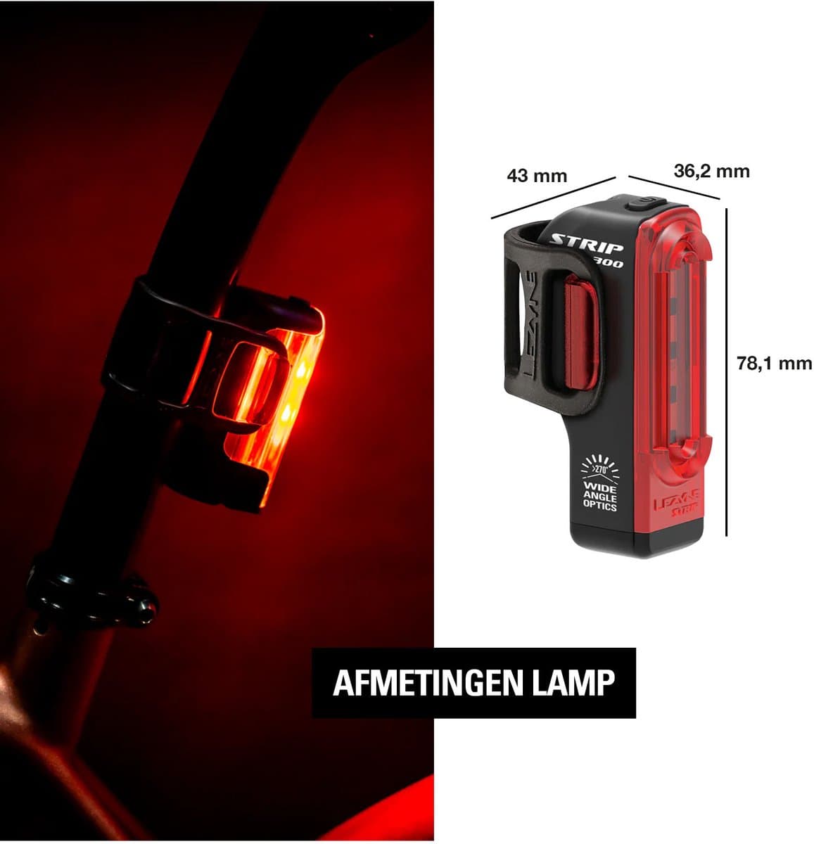Lezyne Strip Drive Pro 300+ Rear - Achterlicht Fiets - Fietsverlichting USB-C Oplaadbaar - Fietslamp Achter - Veiligheidslampje - 80 branduren - Zwart thumbnail 3