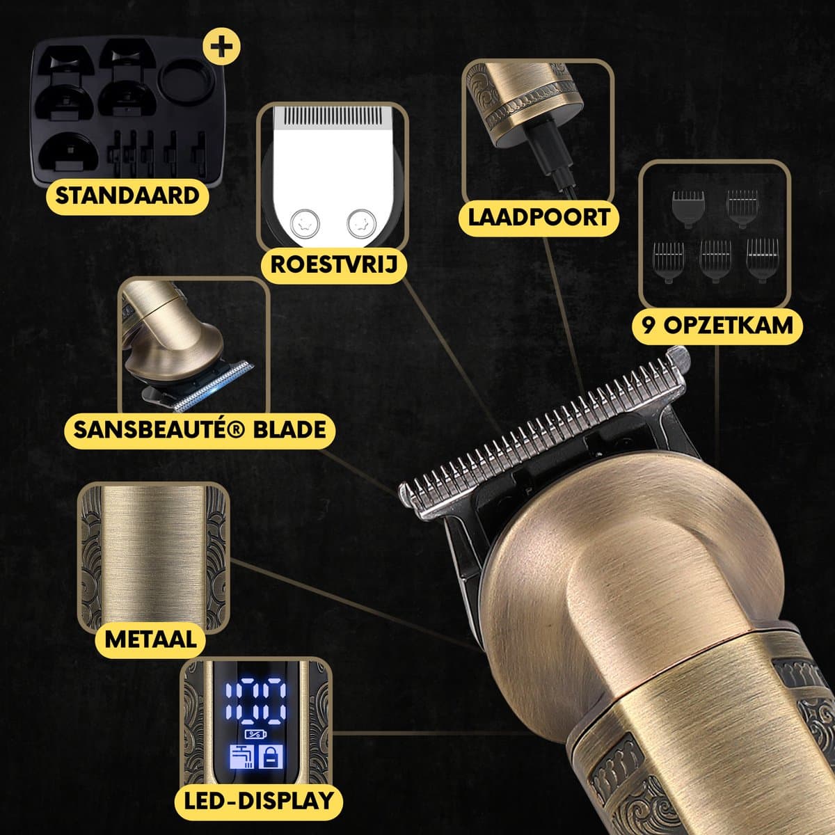 Sansbeauté 8-in-1 Baardtrimmer Mannen - Trimmer voor Baard en Lichaam - 0.5-15MM - Incl. 8 opzetstukken - Waterproof - All in One - Bodygroomer Mannen - Snor Trimmer - Tondeuse Barbe - Beard Trimmer - Trimapparaat - Multigroomer thumbnail 8