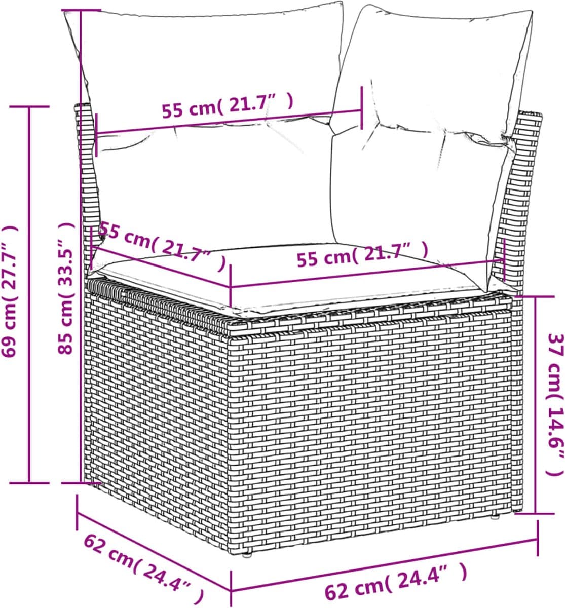 vidaXL - 8-delige - Loungeset - met - kussens - poly - rattan - grijs thumbnail 7