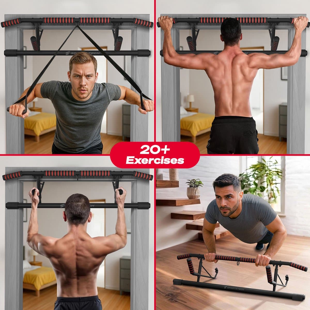 Sportstech optrekstang Pullmate – zonder boren | 200 kg | 3 grepen | TRX-oog thumbnail 7