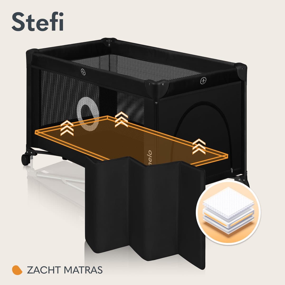 Campingbedje 3 in 1 - Baby Bed / Inklapbare Box / Reisbedje - 60x120 cm - 0-36 maanden / tot 15 kg - MET comfort MATRAS - Zij-ingang met rits - Wielen - Transporttas - Lionelo Stefi Babybed Babybox Ledikant thumbnail 3