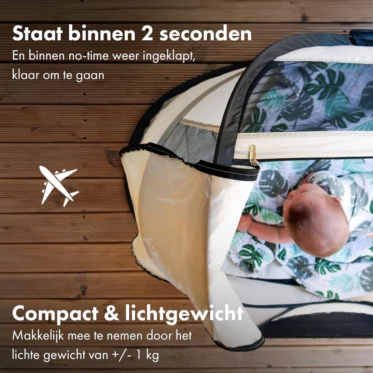 RFWR® Lichtgewicht Reiswieg - Opvouwbare BabyBox - Snelle Opbouw en UV-bescherming - Inclusief Matras en Draagtas thumbnail 4
