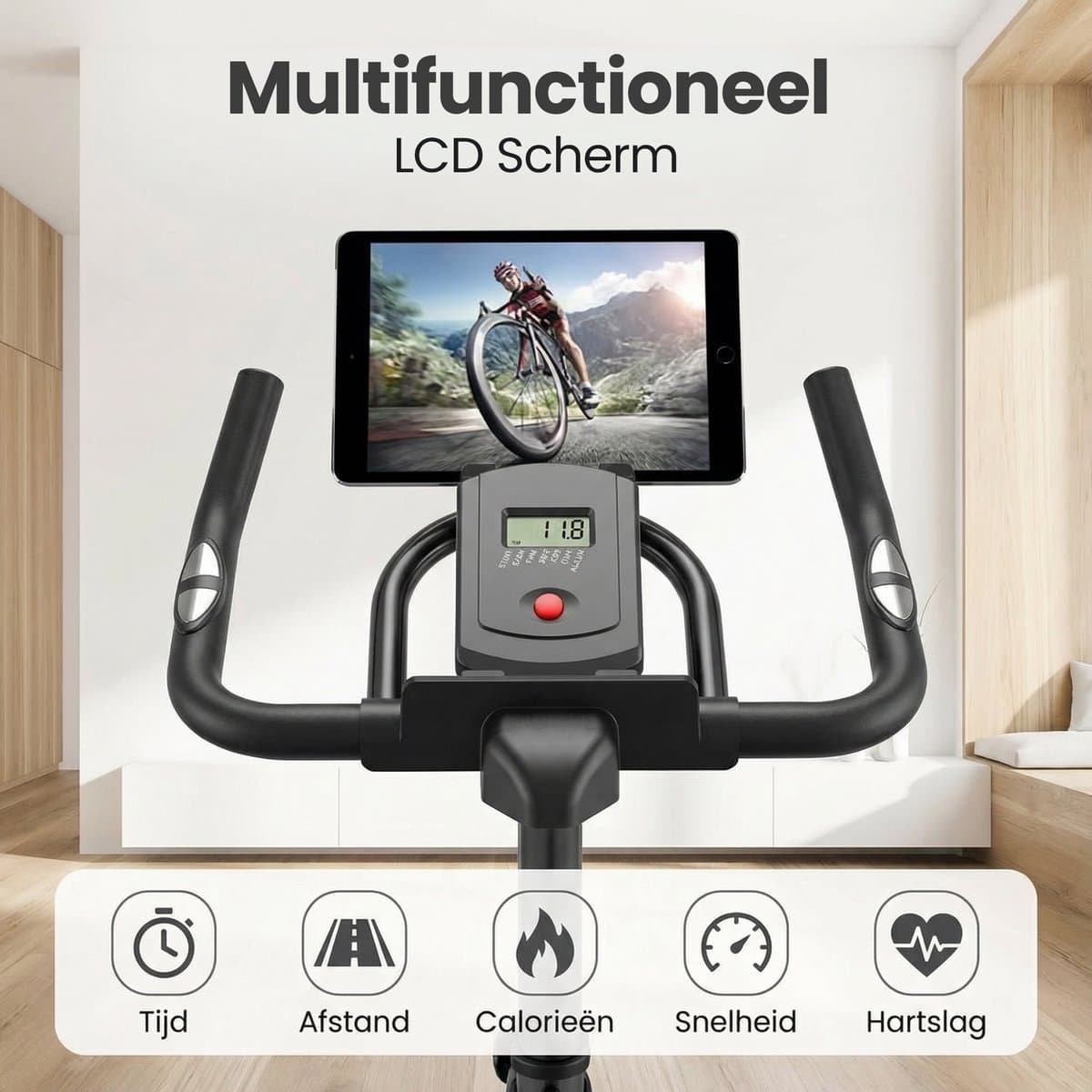 Lugia Hometrainer Pro – Fitnessfiets voor Lange Gebruikers – Premium Vering & Demping – Extra Soepel & Stil – Verstelbaar Zadel – 0-100% Weerstand thumbnail 6