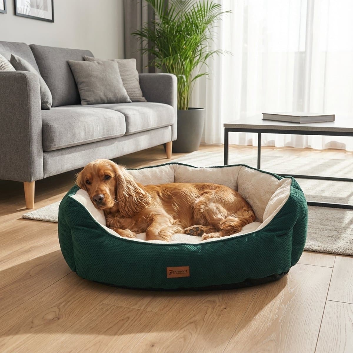 Woolart Hondenmand - Luxe Hondenkussen - Kattenmand - Wasbaar - Maat L - Groen thumbnail 3