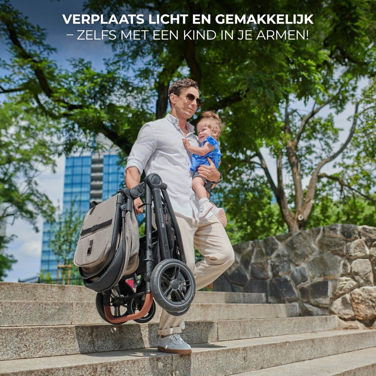 Kinderkraft ESME PRO 3-in-1 Kinderwagen – Beigekleurige multifunctionele combi met reiswieg, wandelwagen en autostoel - Zwart thumbnail 7