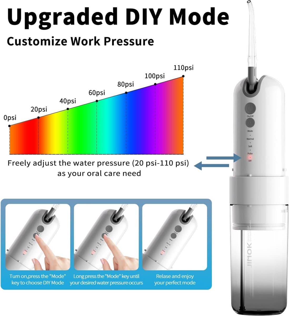 Draadloze Waterflosser – Draagbare Mondirrigator met 4 Modi en 6 Jettips thumbnail 7