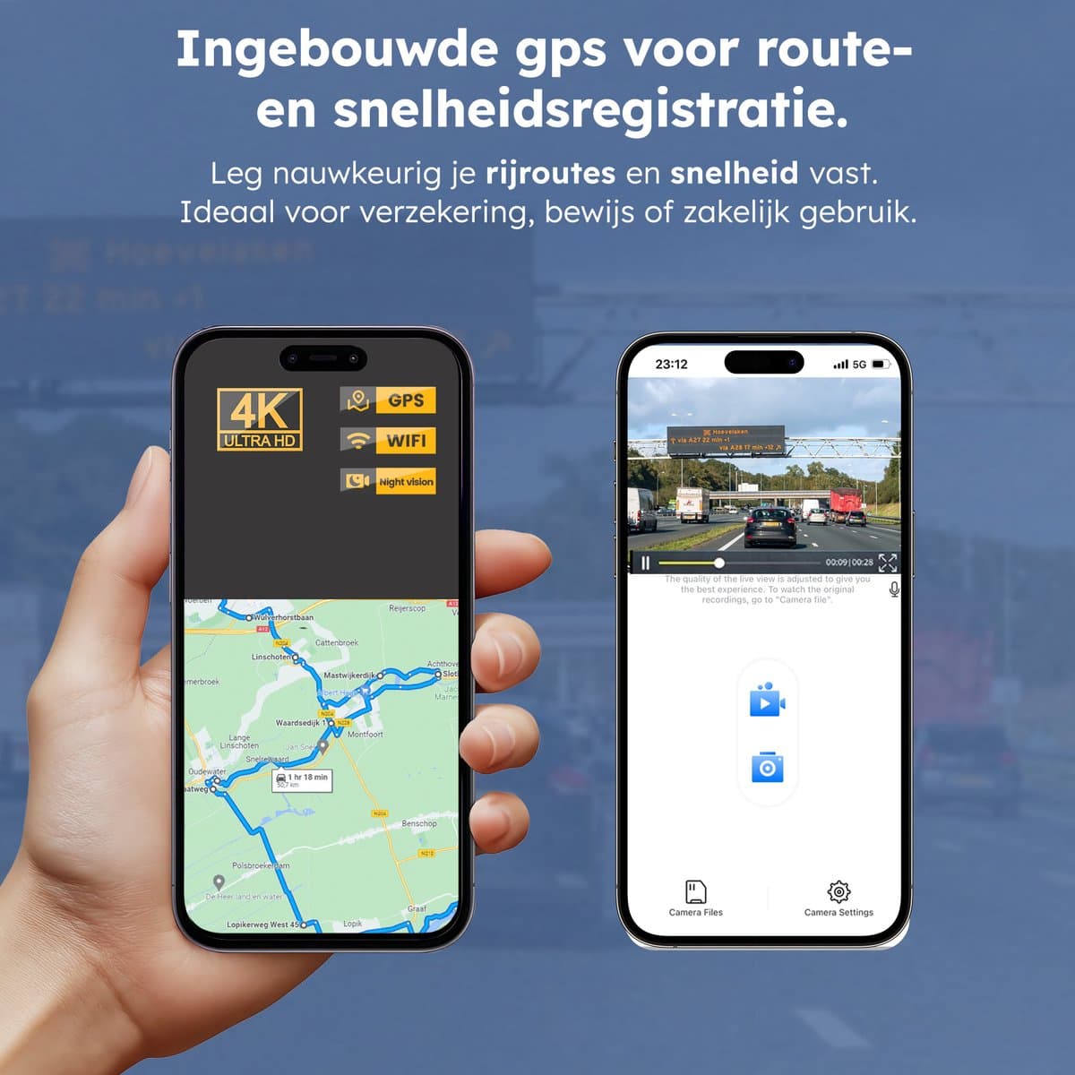 Dashcam - Incl. GPS functie - Voor en achter camera - met 64GB SD - 4K Full HD - Dashcam voor Auto - Zwart - Faas thumbnail 5
