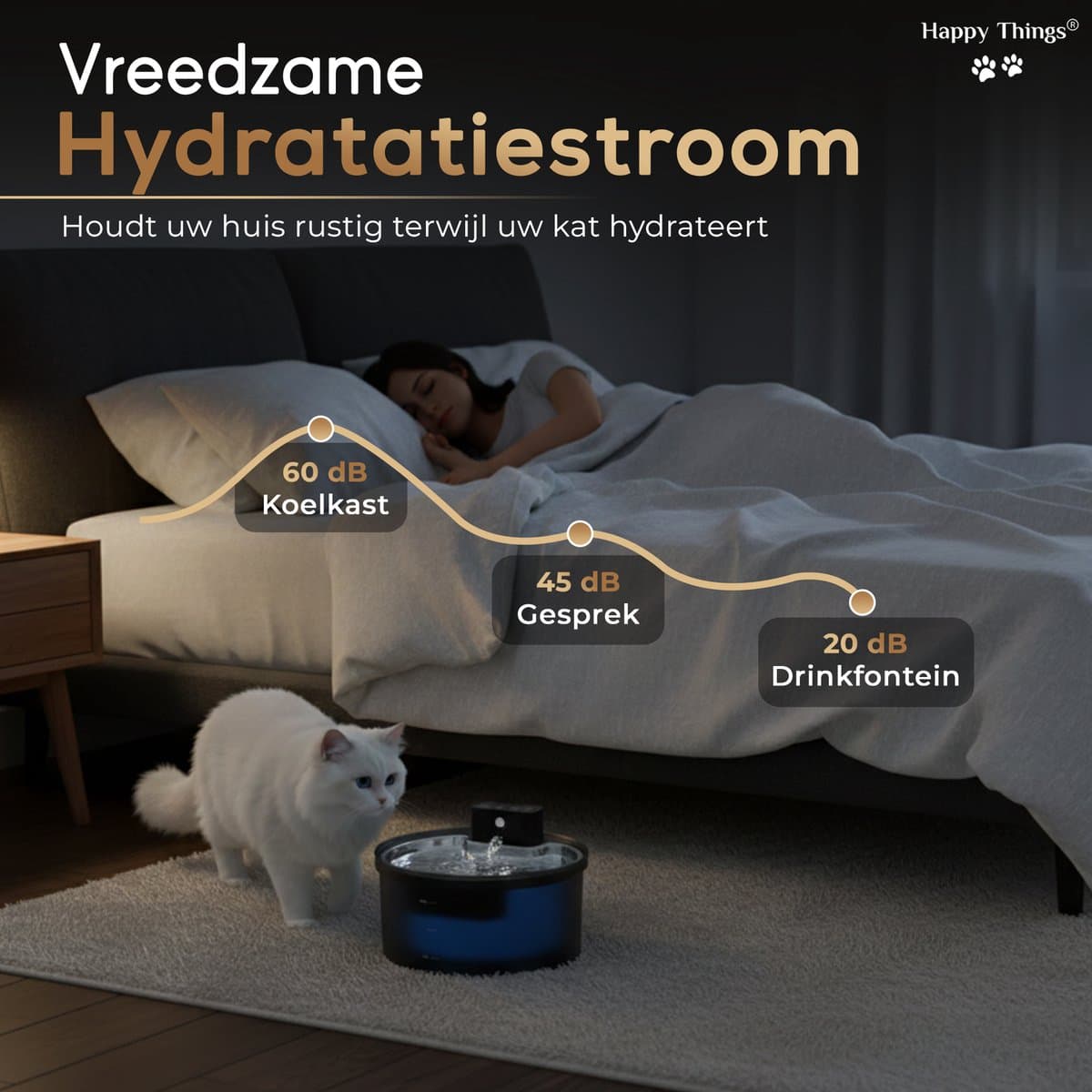 Happy Things Draadloze Drinkfontein Kat en Hond ZR20 Model - 3.2L - RVS - met Sensor - Geruisloos thumbnail 4