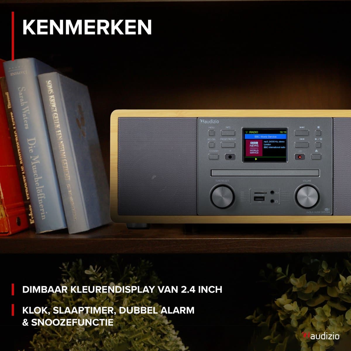 Internetradio - Audizio Avola alles-in-één radio met Bluetooth - DAB+/FM - CD speler - Bamboe thumbnail 2