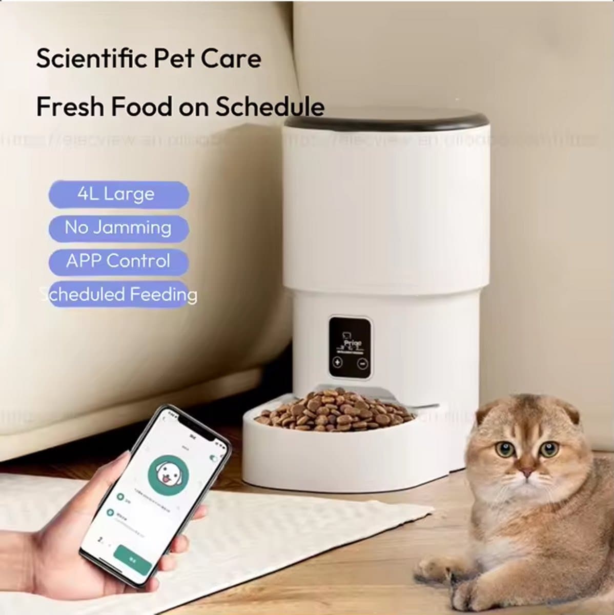 Intelligente volautomatische dieren voeder bak. Via smartlife en of Tuya app te bedienen en programmeren.
