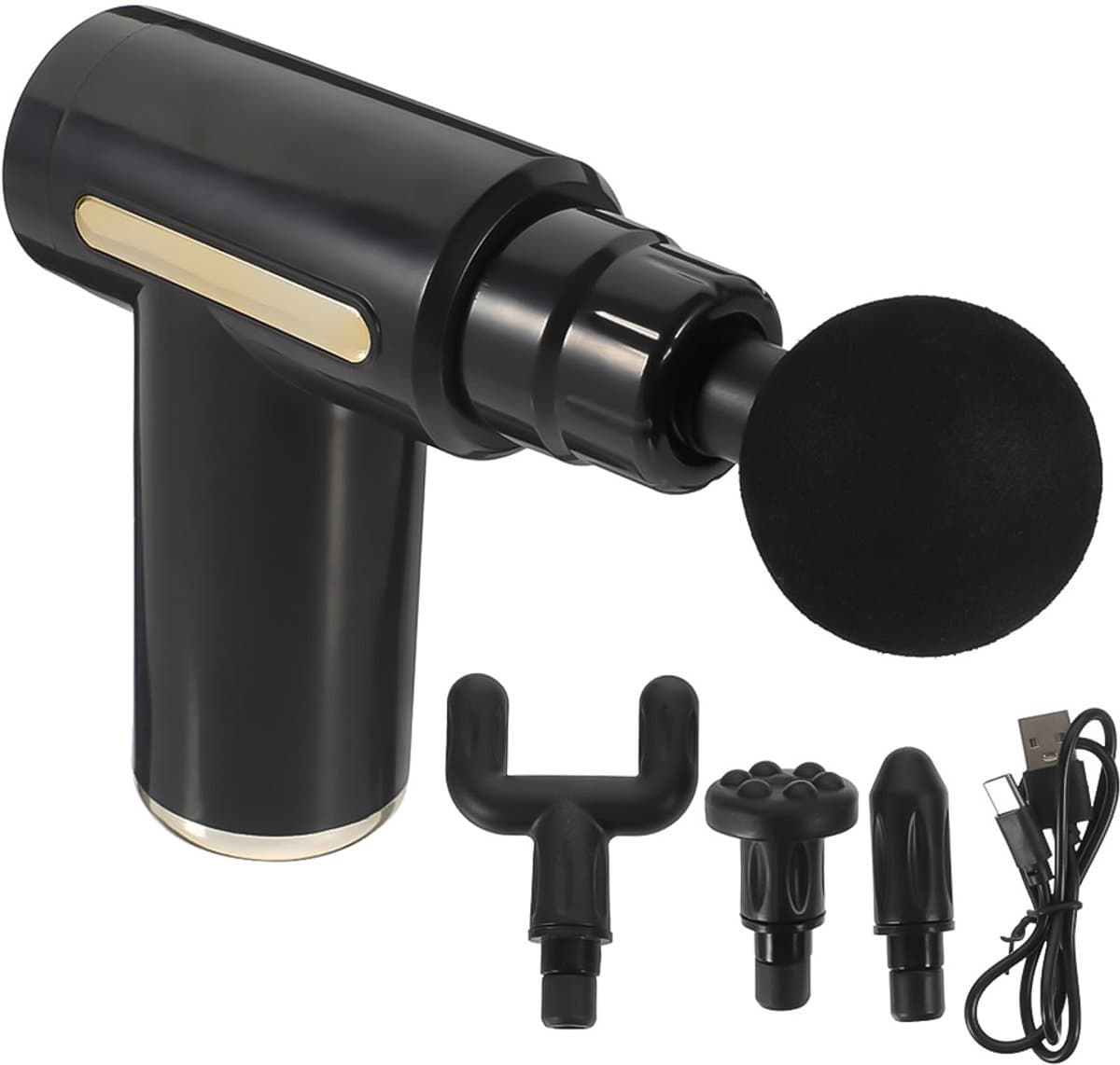 Onbekend Massage Gun Mini - 6 snelheden, 4 koppen, zwart