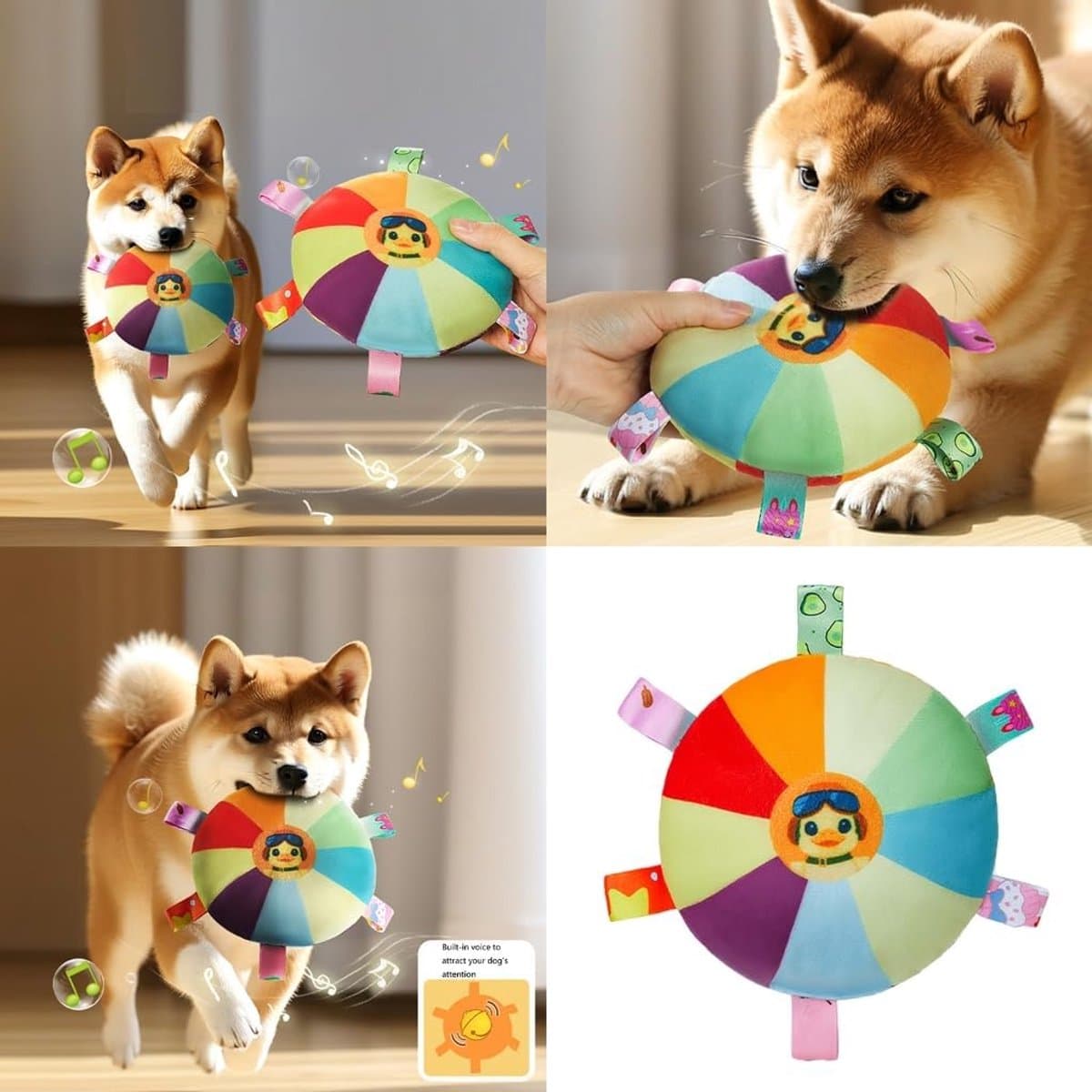 Daity Peluche Interactive pour Chien Arc-en-Ciel – Frisbee Sonore Résistant – Interactief Hondenspeelgoed Sterk – Jeux Intérieur et Extérieur, Voor Puppy’s tot Middelgrote Honden - Eendje thumbnail 5