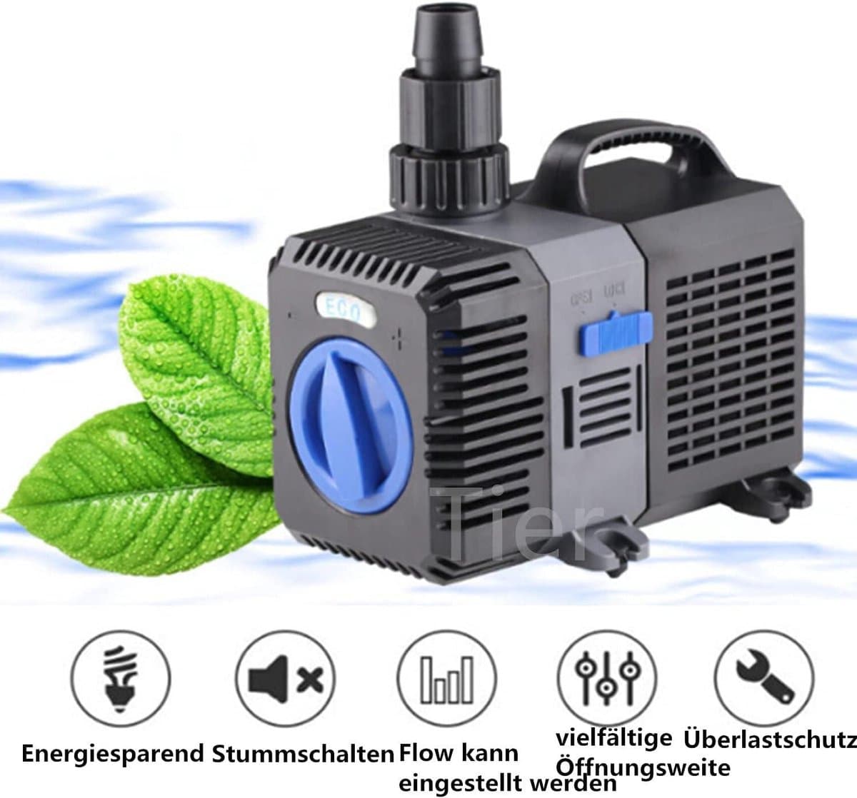 4500L-H SuperECO Aquariumpomp Beekloopppomp 30W Vijverpomp voor Tuin Zwembad Vijver - Filterpomp Waterpomp Opvoerhoogte 4m - Krachtige Watercirculatie thumbnail 5
