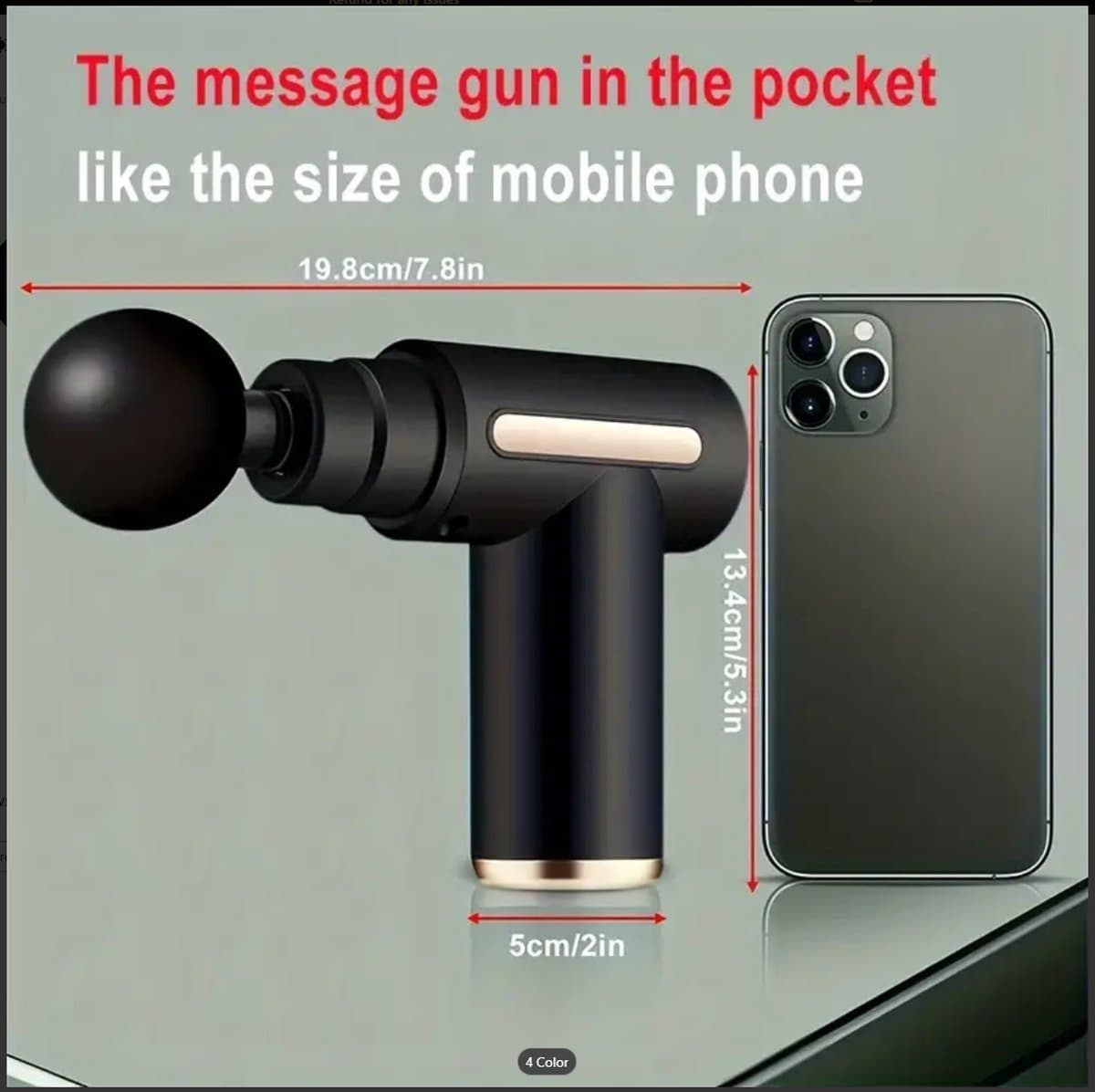 Onbekend Professional Massage Gun | Compact met 4 koppen en LCD-display - afbeelding 1