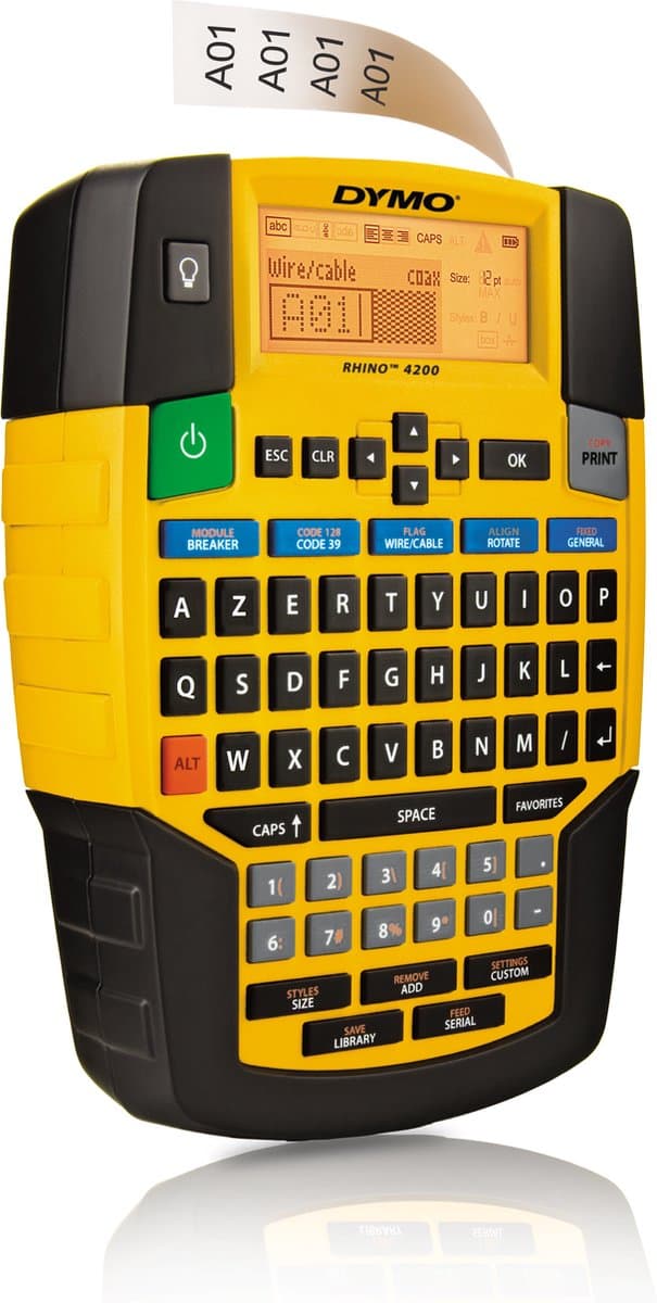 DYMO Rhino 4200 Draagbare Industriële Labelmaker | AZERTY-toetsenbord | Compacte, tijdbesparende labelprinter voor professionals, die veel onderweg zijn thumbnail 5