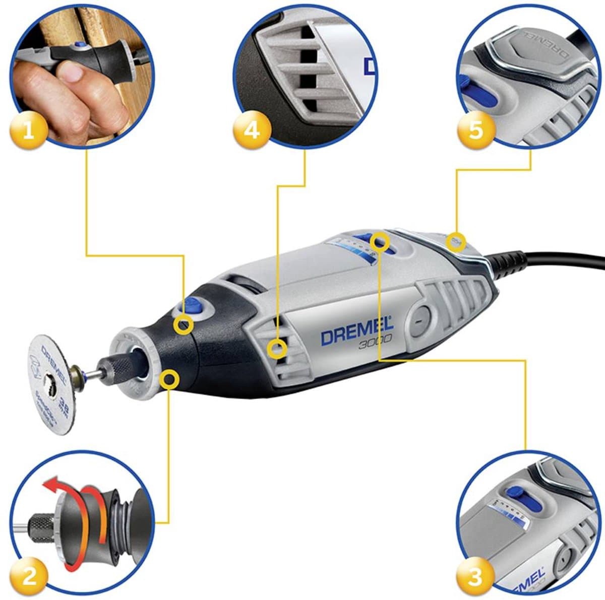Dremel 3000 Multitool: 130W, EZ Twist, 5 accessoires thumbnail 6