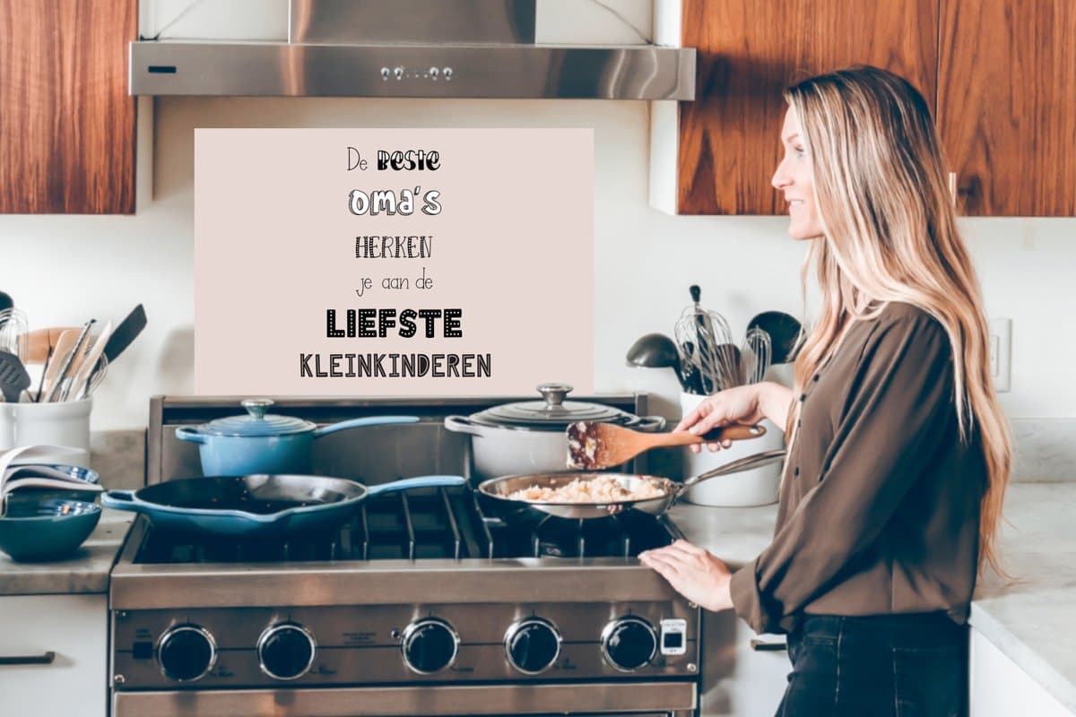 KitchenYeah Spatscherm 90x60 cm - Oma-quote - Aluminium thumbnail 5