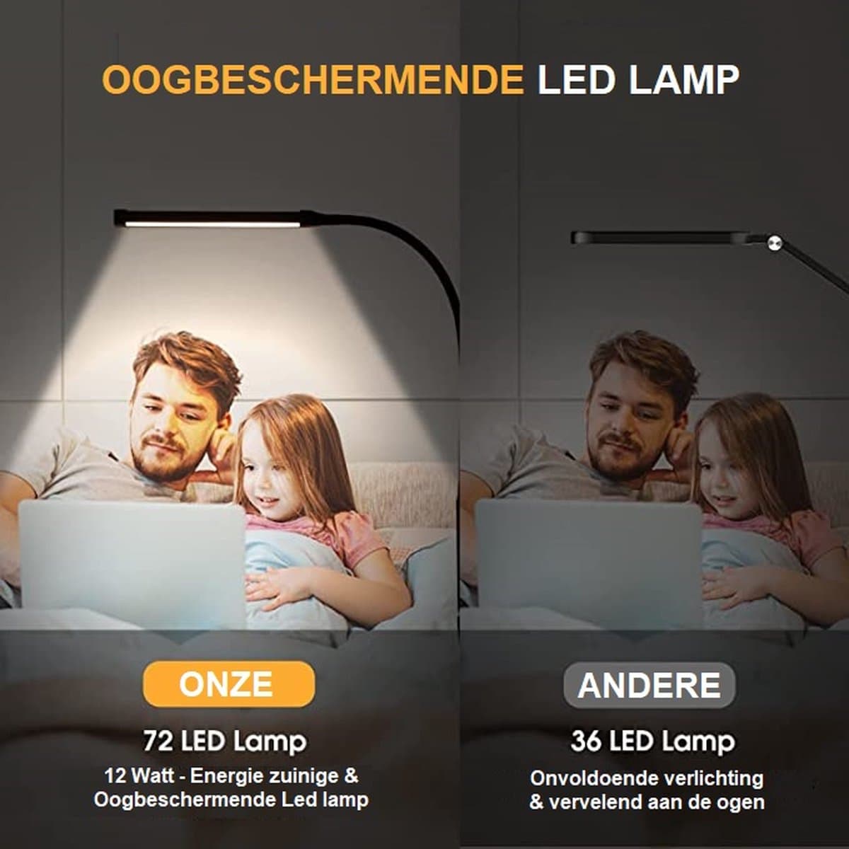 Lampen District® - LED Bureaulamp met klem - Oogbeschermende LED Lamp - Flexibele Werklamp - 3 Lichtstanden & 10 Helderheidsniveaus thumbnail 4