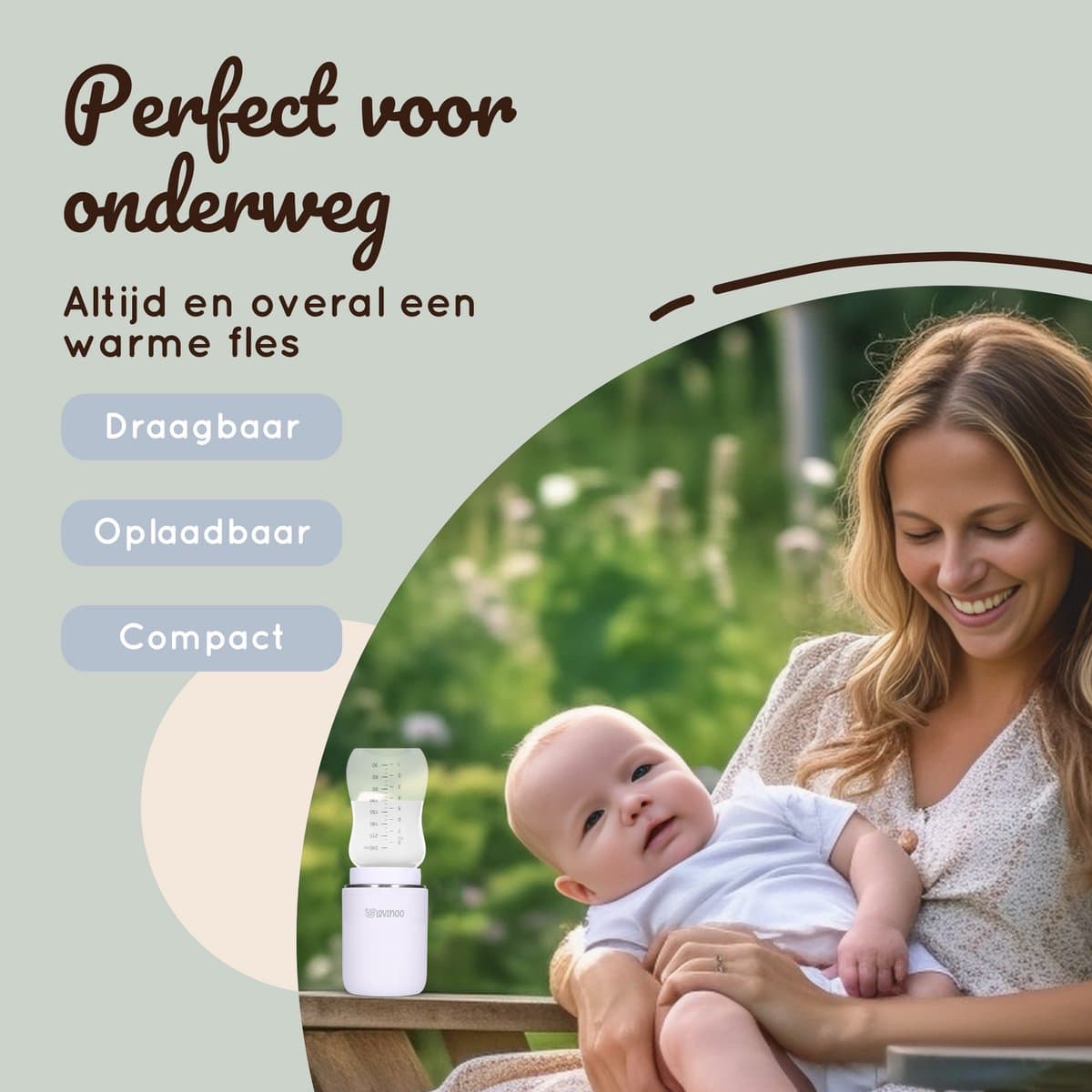 Lovinoo Flessenwarmer Onderweg - Draagbare Draadloze Baby Flessenwarmer - Flesverwarmer - 4 Temperatuurniveaus - USB Oplaadbaar - Incl. 6 Adapters - 13.200 mAh - Wit thumbnail 5