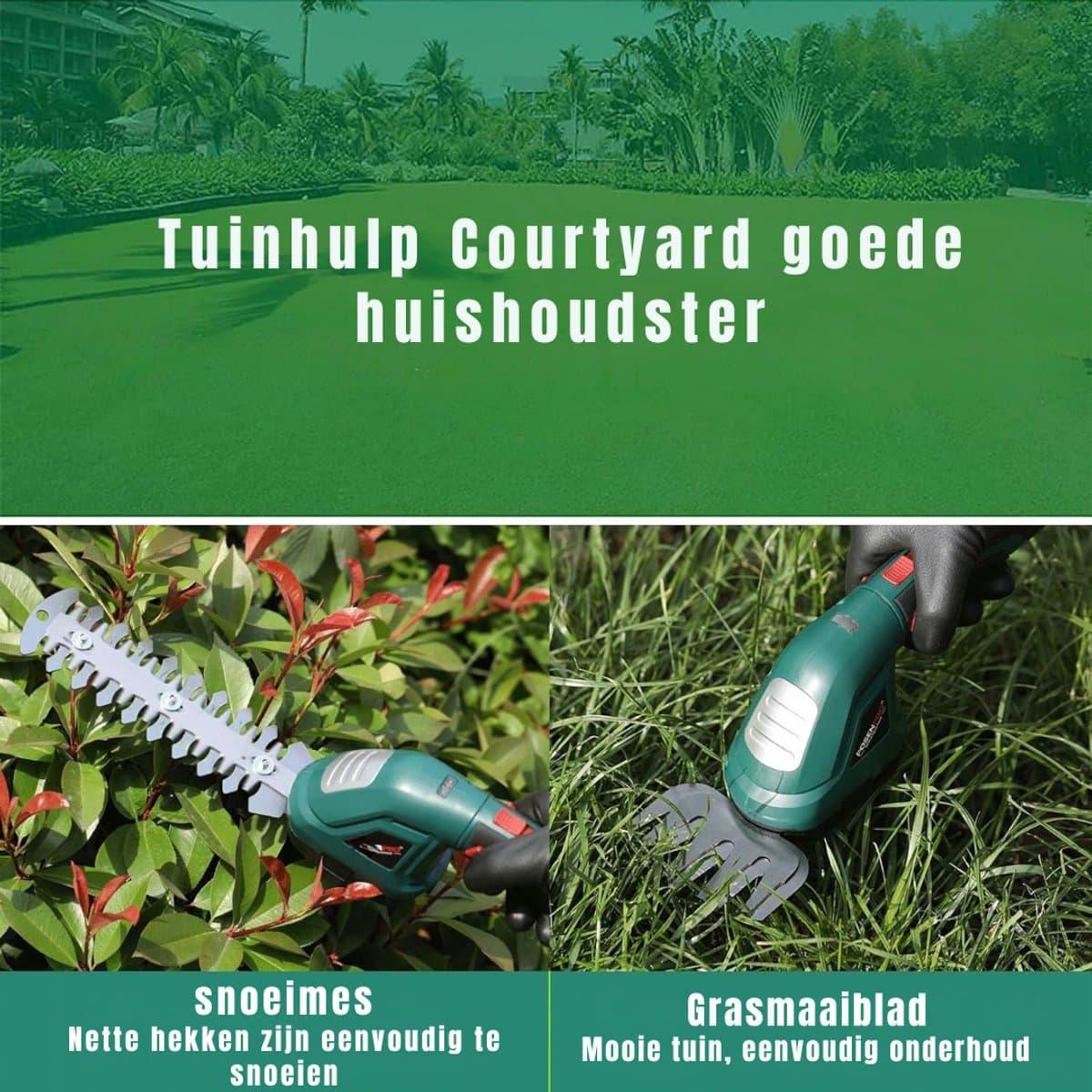 Zylo® Grasschaar - Grasschaar met Accu - Grasschaar met Steel - ‎24 x 6.5 x 10.5 cm - Groen thumbnail 4