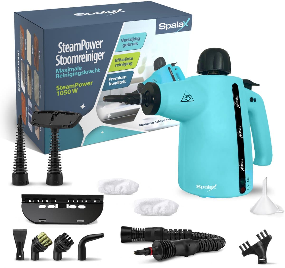 Spalax 14-in-1 Stoomreiniger - Krachtig Stoomapparaat vloer, badkamer, bank & tapijt - Handstomer - Vlekkenreiniger - Handstoomreiniger voor kleding - Tapijtreiniger - Steam Cleaner thumbnail 7