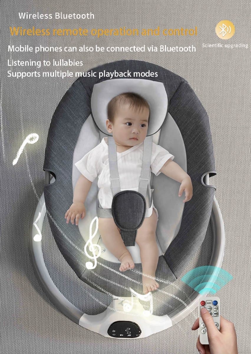 Elektrische Wipstoel - Wipstoel - Babystoel - Baby Swing - Schommelstoel - Elektrisch - Afstandsbediening - Bluetooth voor muziek - Roze thumbnail 7