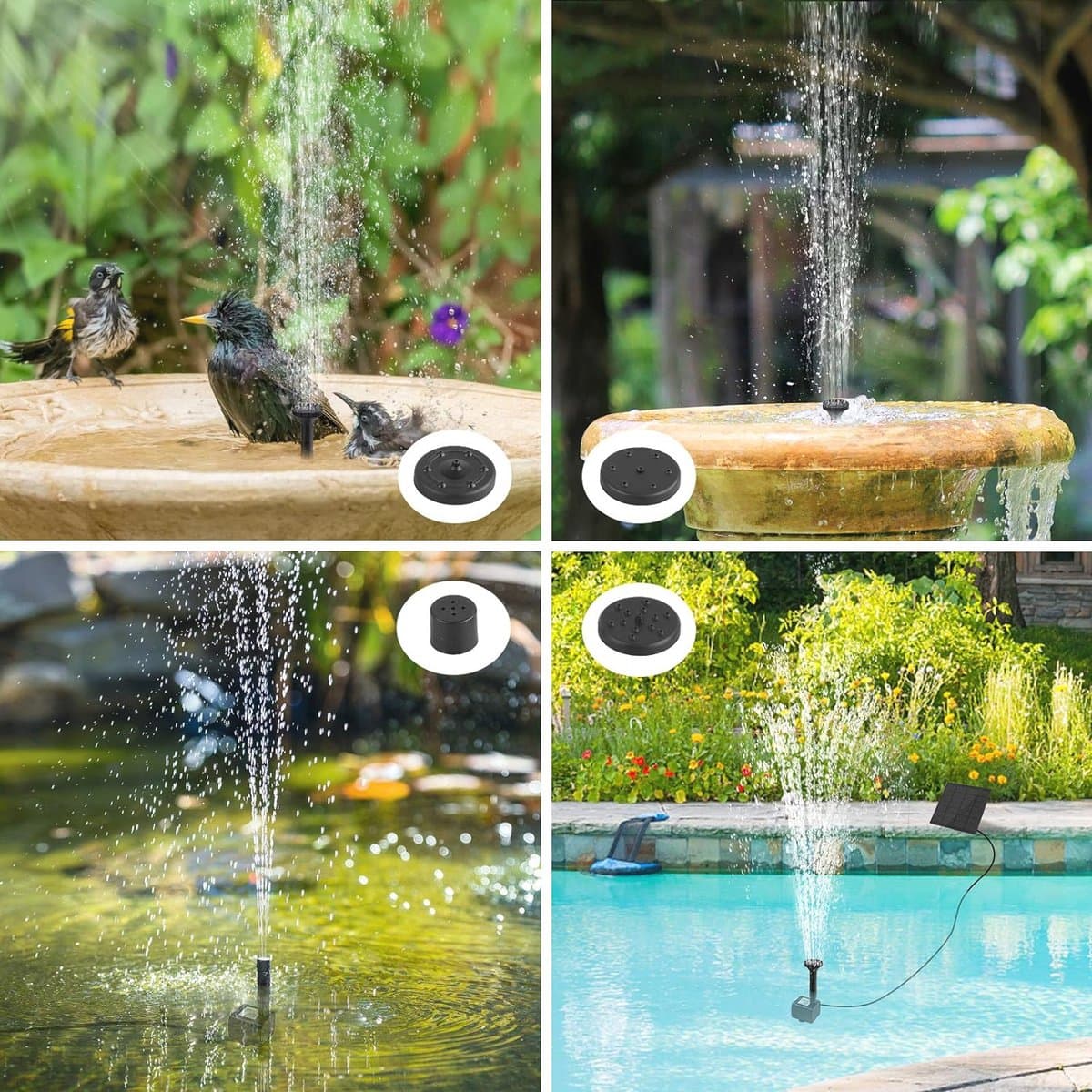 Zonne-energie Fontein voor Tuin en Vijver met 4 Fonteinstijlen - Duurzame en Milieuvriendelijke Vijverpomp thumbnail 5
