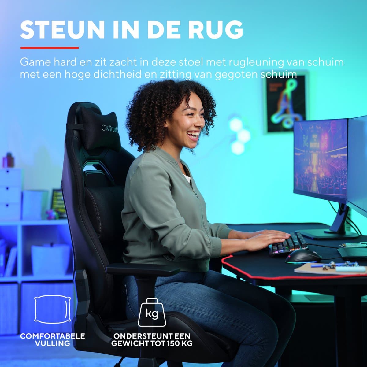 Trust GXT 714 Ruya - Gaming Stoel - Verstelbaar – Zwart thumbnail 5