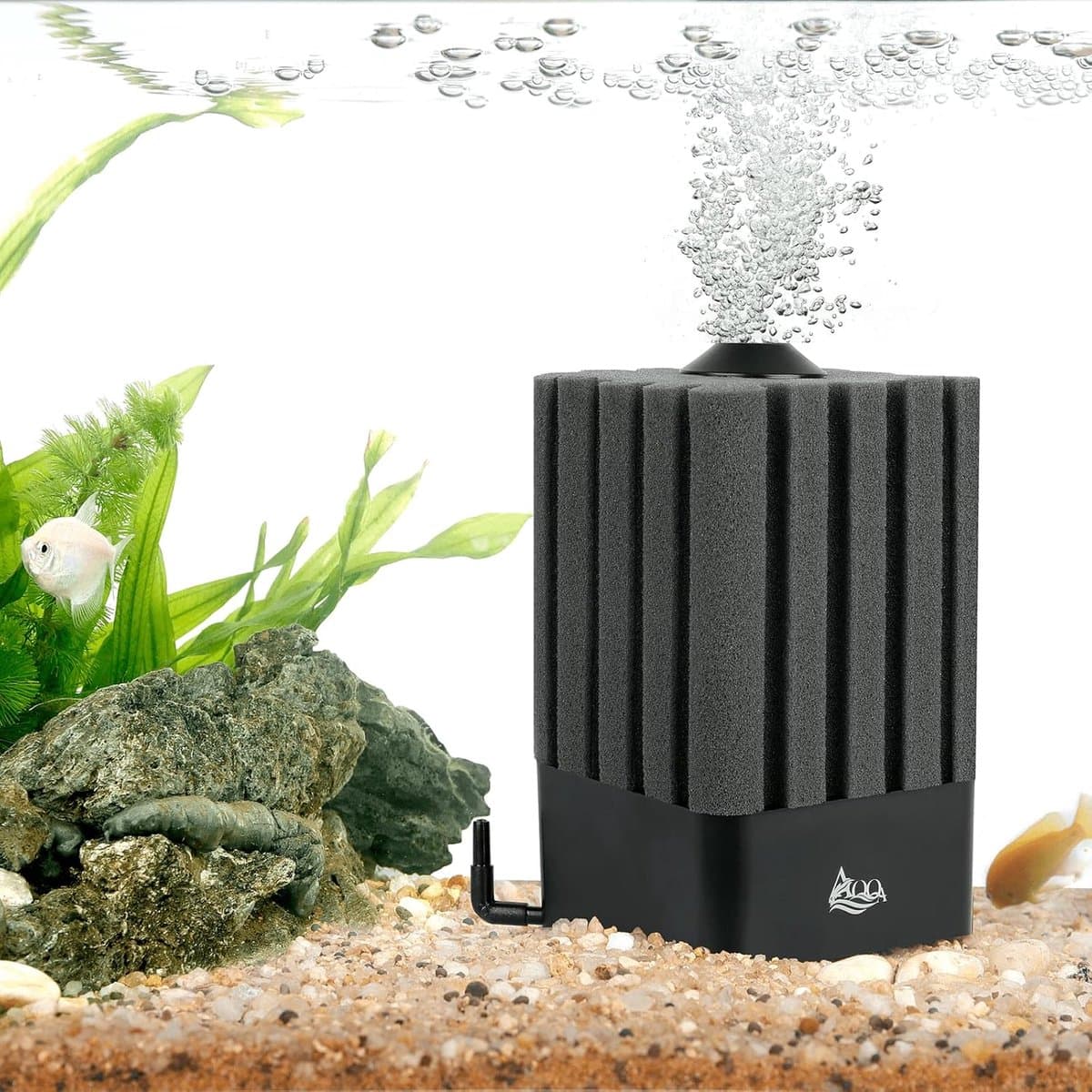 SnelShoppen - Aquarium sponsfilter, stille binnenfilter voor biologisch en mechanisch filteren, luchtlift filter met filtermateriaal voor 4 mm luchtbu