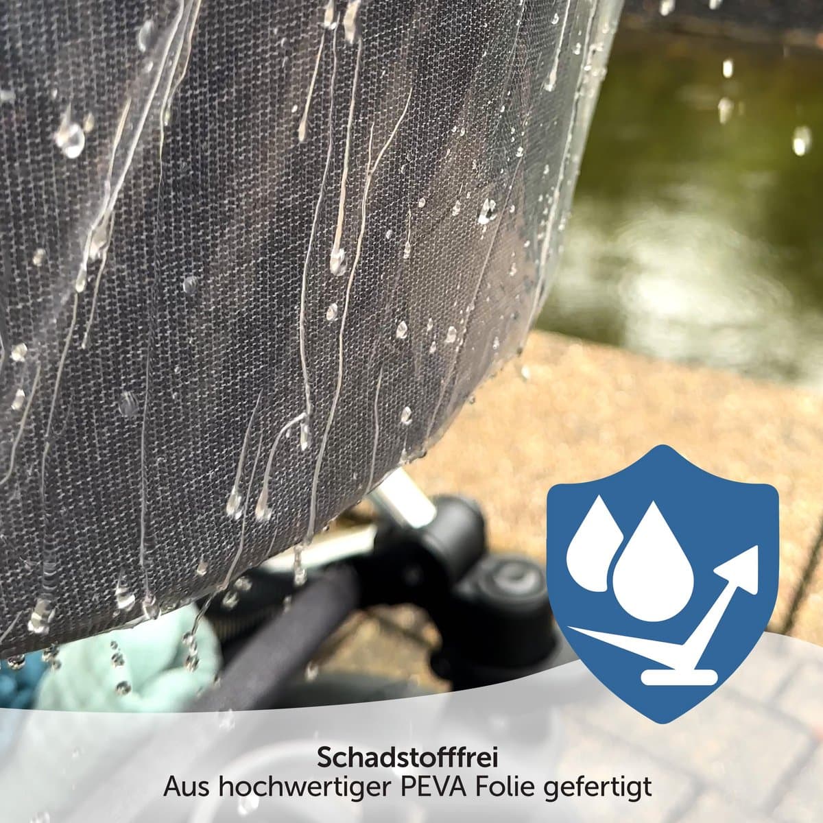 Regenhoes/Regenscherm voor Kinderwagen/Wandelwagen met Reiswieg (passend op Joolz, Quinny, Bugaboo e.d.) met Optimale Ventilatie, Kijkvenster, Waterdicht en Duurzaam, PVC vrij | Afsluitbaar ven thumbnail 5