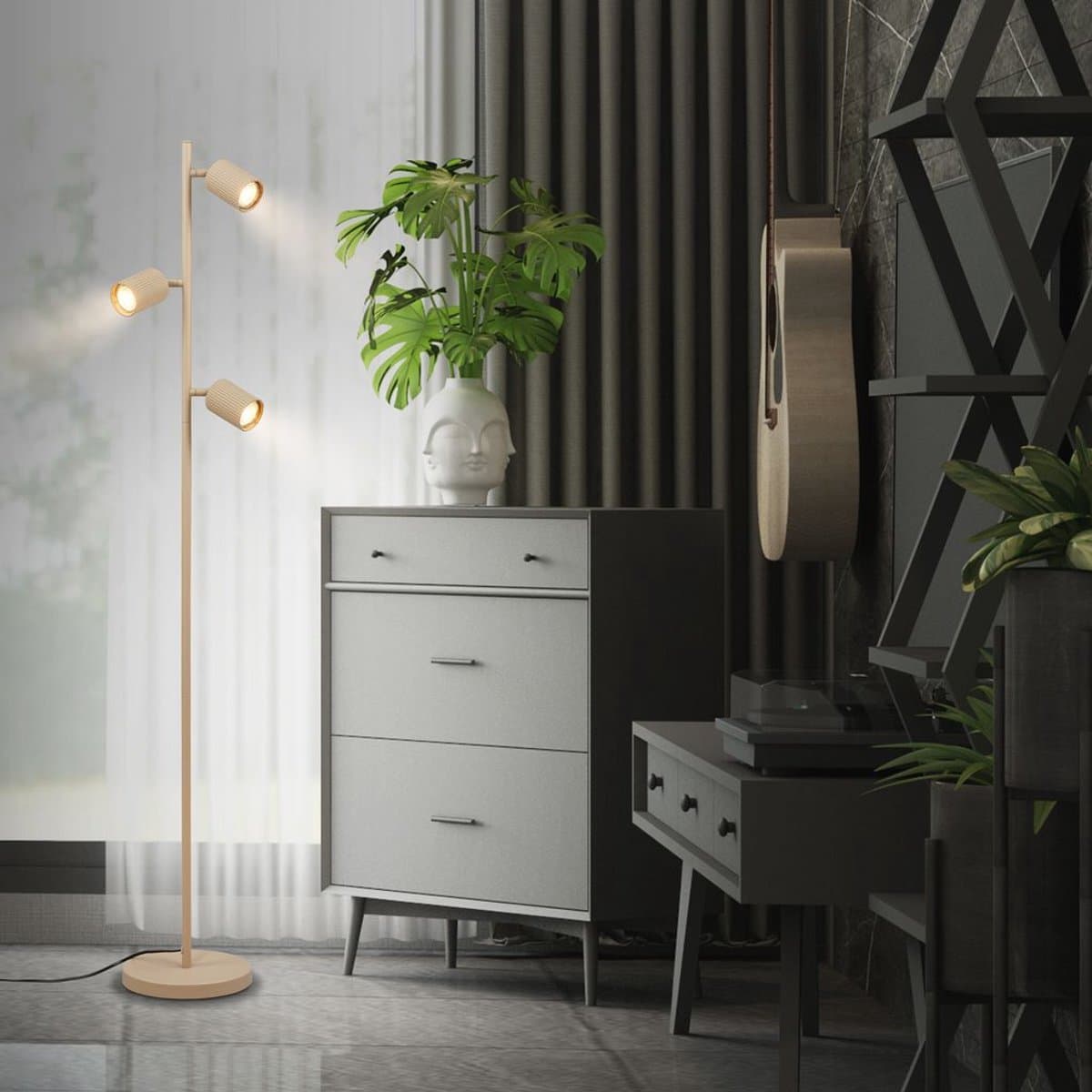 BRILONER Ida - Vloerlamp - woonkamer lamp - bureaulamp - staande lamp met GU10 fitting - h.: 141cm - beige thumbnail 8