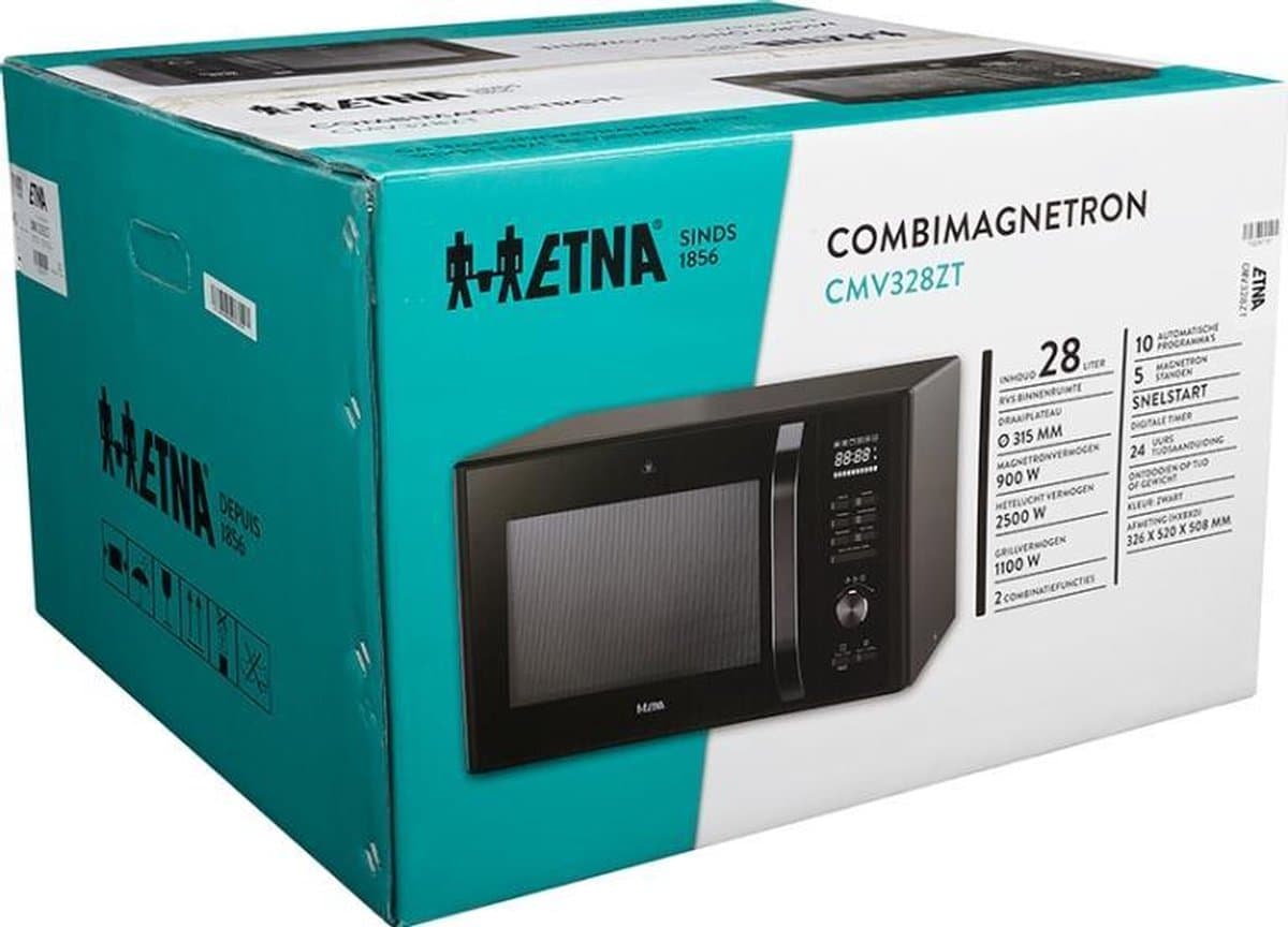 ETNA CMV328ZT - Combi-magnetron - Vrijstaand - 900 watt - 28 liter - Zwart thumbnail 7