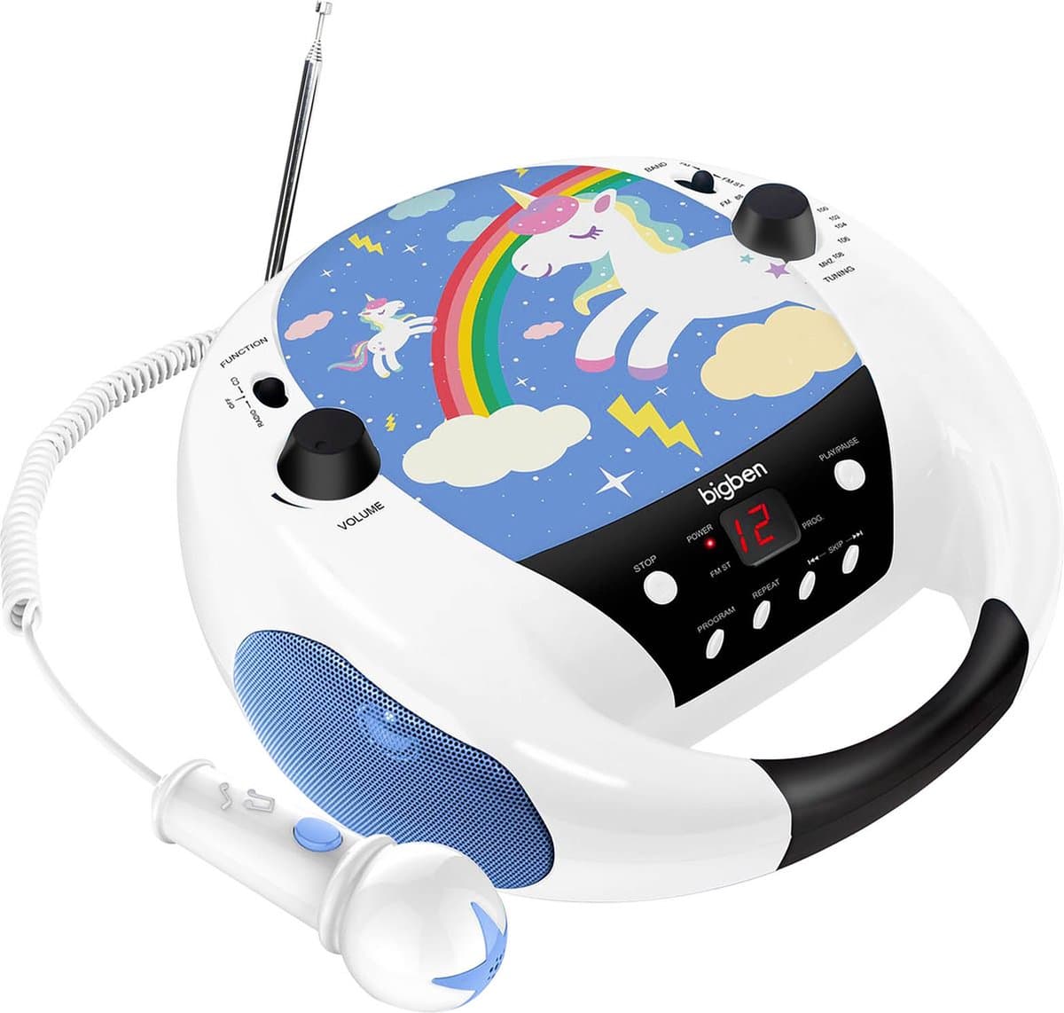 Bigben CD52 - Draagbare Radio CD-Speler - Microfoon - Eenhoorn/Unicorn - Blauw thumbnail 5