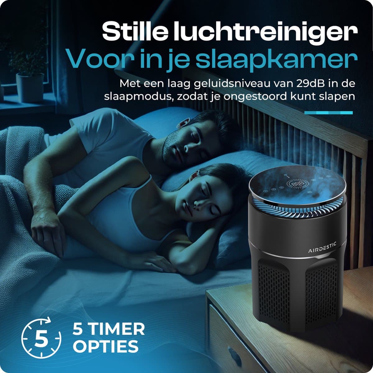Airdestic Airwave Luchtreiniger - Air Purifier - Hepa 13 Filter – CADR 275 m³/h - Luchtreinigers – Luchtfilter – Effectief Tegen Huisstofmijt, Stof, Hooikoorts En Meer – App thumbnail 5