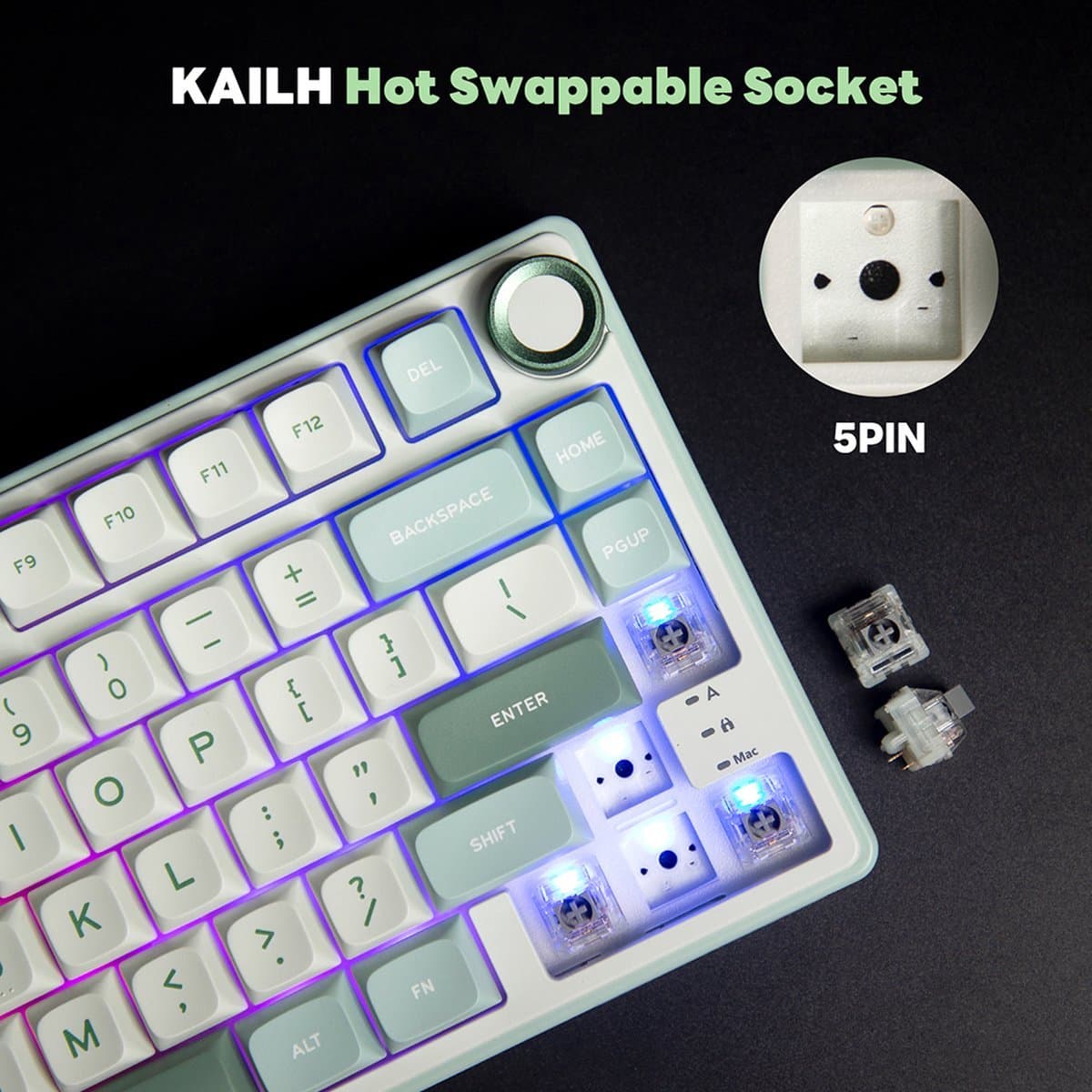 Royal Kludge RKR75 - RGB Mechanisch Gaming Toetsenbord - Foam Touch - Hot Swappable Switch - Blackberry - Brown Switches - Inclusief Stofkap thumbnail 2
