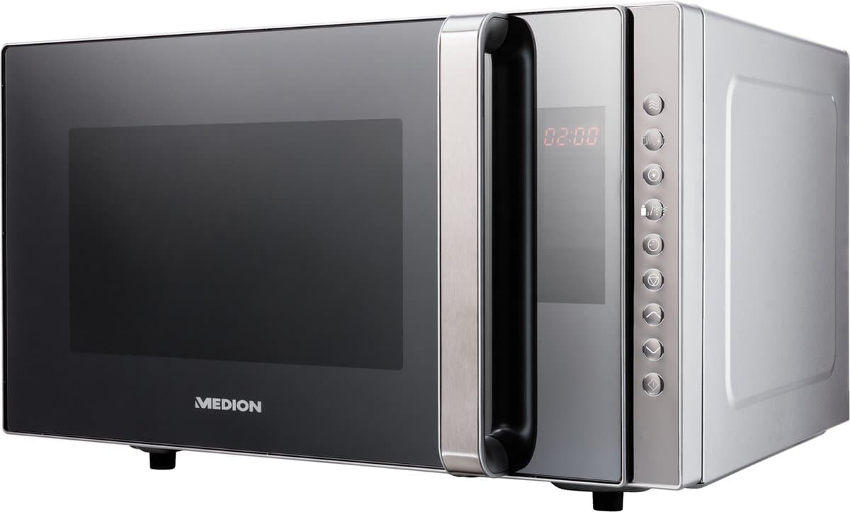 MEDION vrijstaande, 3-in-1 magnetron met grill- en heteluchtfunctie, 800 watt vermogen, 1200 watt bovengrill/heteluchtvermogen, 23L, MD17495, zilver thumbnail 2