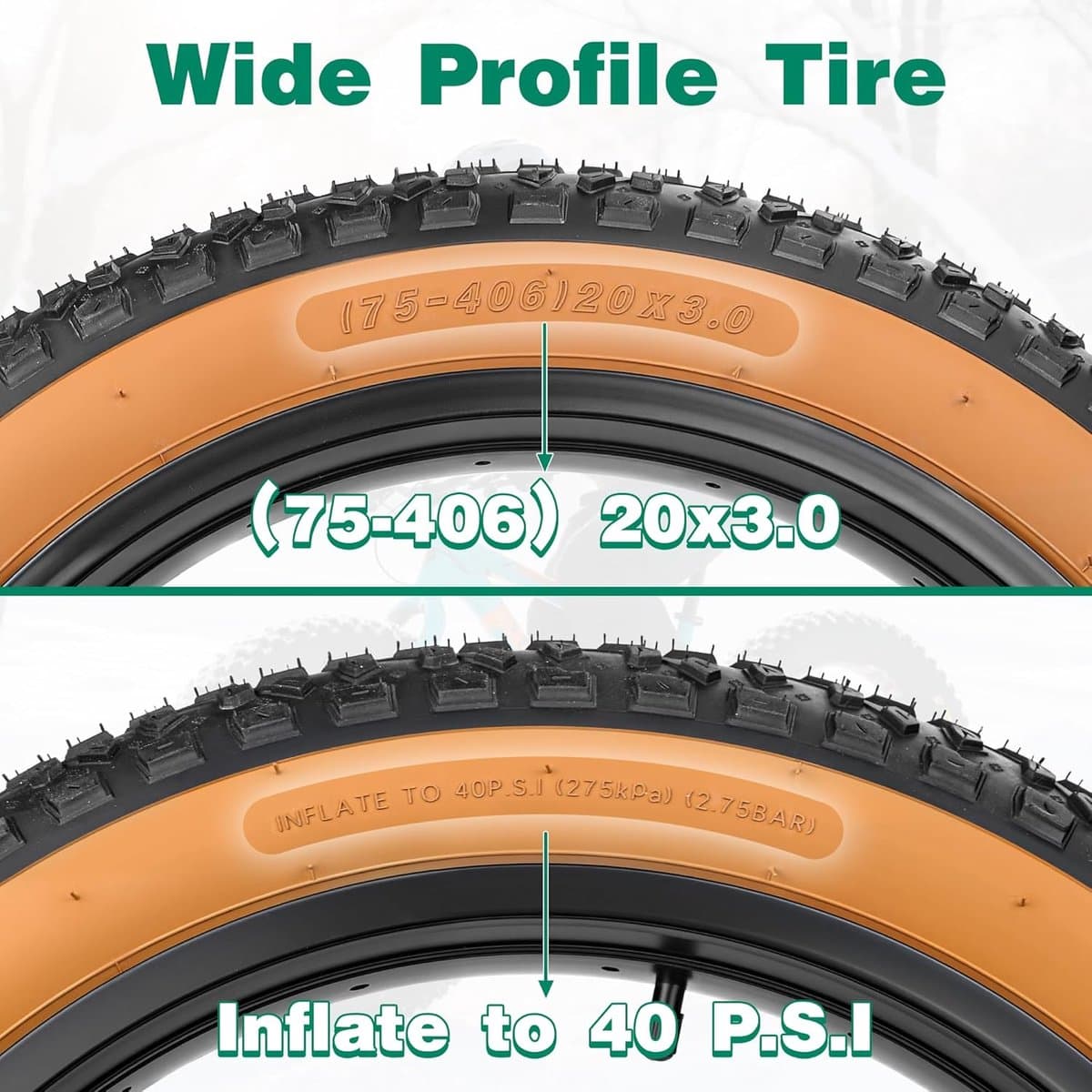 Binnenband Fatbike 20x4.0 - Fatbike Banden - Zwart/Bruin - Optimale Grip - Duurzaam Ontwerp - Voor E-bikes en Fatbikes thumbnail 3
