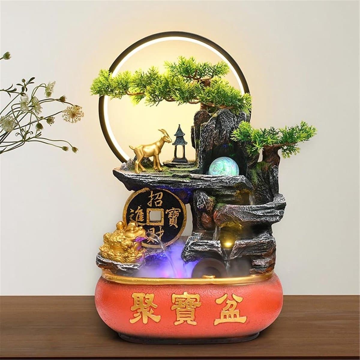 Bureaufontein - Decoratief waterornament - Rustgevende sfeer creëren - Met LED lichtring - Niet gespecificeerd - Niet gespecificeerd thumbnail 4