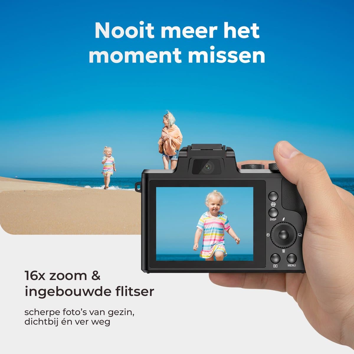 Kiekz Fotocamera 88MP - Digitale Camera 8K - 16X Digitale Zoom - Fototoestel - Compact Camera - Ideaal voor Kinderen en Beginners - Inclusief 64GB SD Kaart thumbnail 5