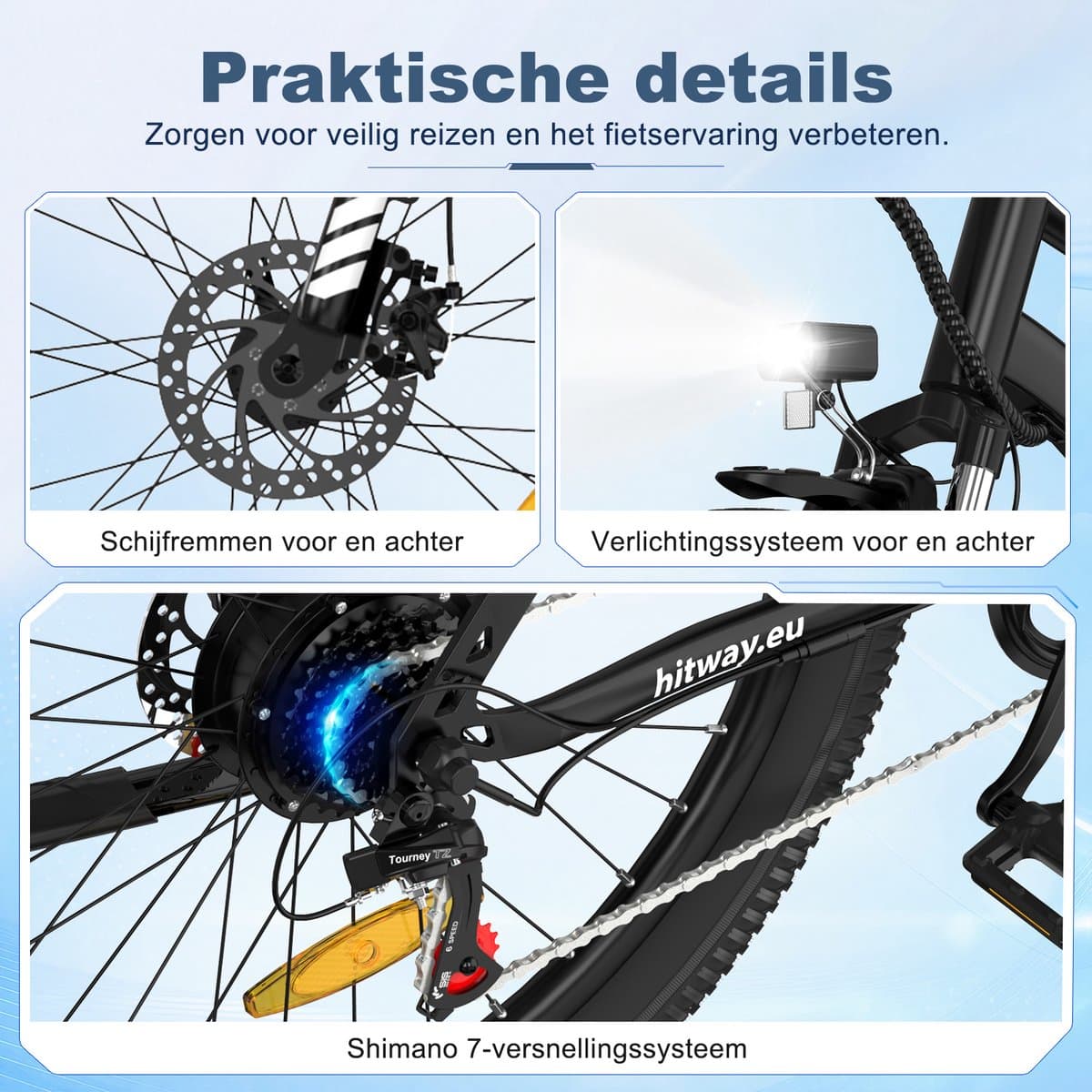 Hitway BK15 Pro - 27.5" City E-bike, 250W, afneembare batterij thumbnail 8