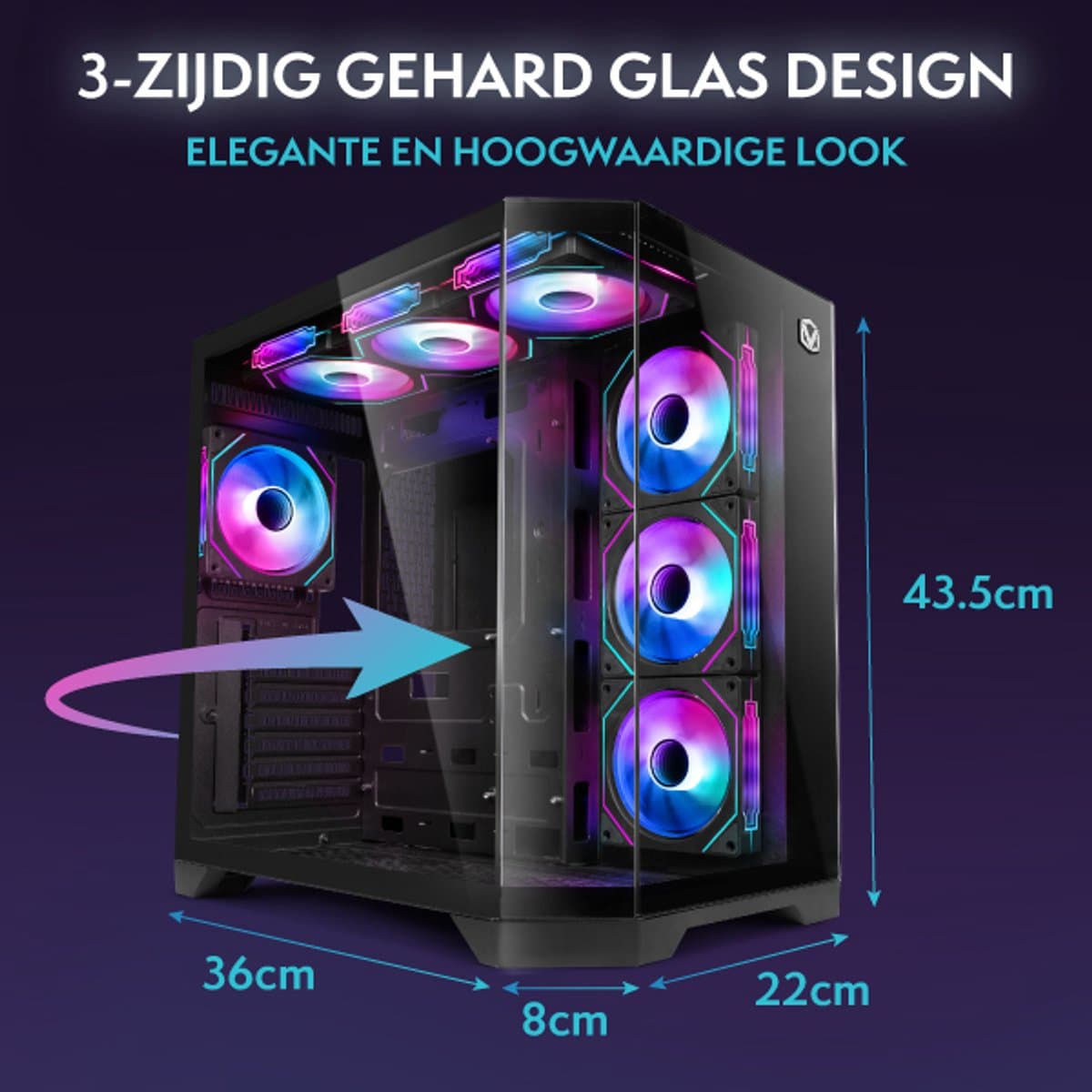 Vibox Gaming PC - Ryzen 7 5700X - RTX 5070 Ti - 32GB RAM - 1TB NVMe SSD - Windows 11 - WiFi 6 + Bluetooth 5.4 - Waterkoeling thumbnail 6