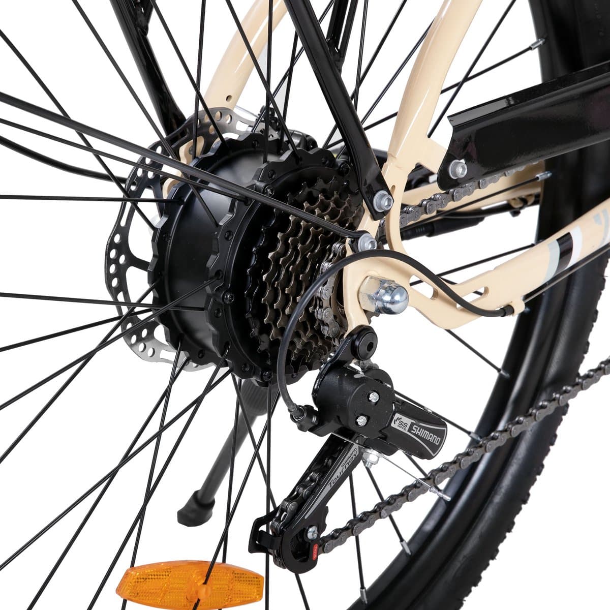 HILAND Rhythm elektrische stadsfiets - 26 inch - 250W motor - 50km actieradius - 36V 7.8Ah accu - Shimano 7-versnellingen - Unisex - Geel thumbnail 7