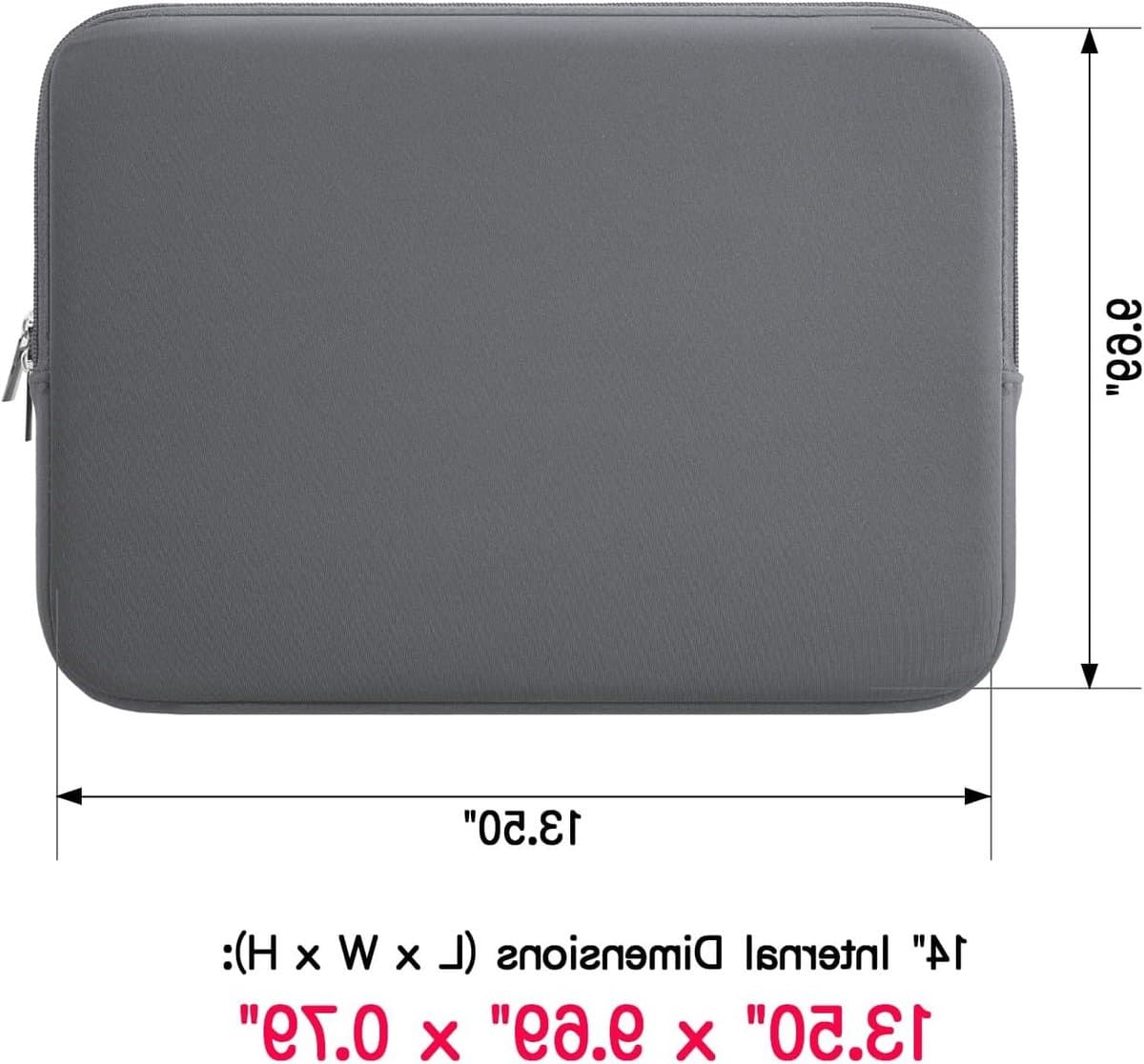 14 Inch Laptop Sleeve - Beschermende Tas voor Notebook, Chromebook en Tablet - Grijs, Waterdicht en Schokbestendig thumbnail 3