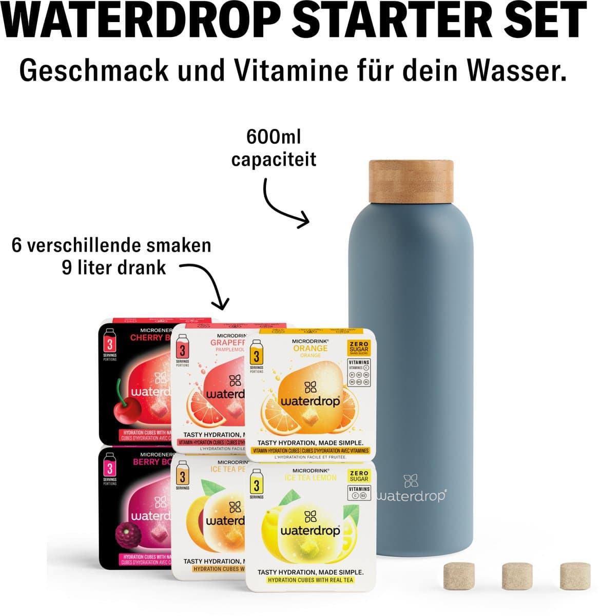 waterdrop® Starterset Metalen - Mat Turquoise - Metalen Thermosfles 600ml + 18 Microdrink Bruistabletten – Geïsoleerde Drinkfles RVS, Lekvrij, BPA-vrij, Voor Sport, Werk, Reizen, School – Hydratatie Set, Cadeau Idee thumbnail 6
