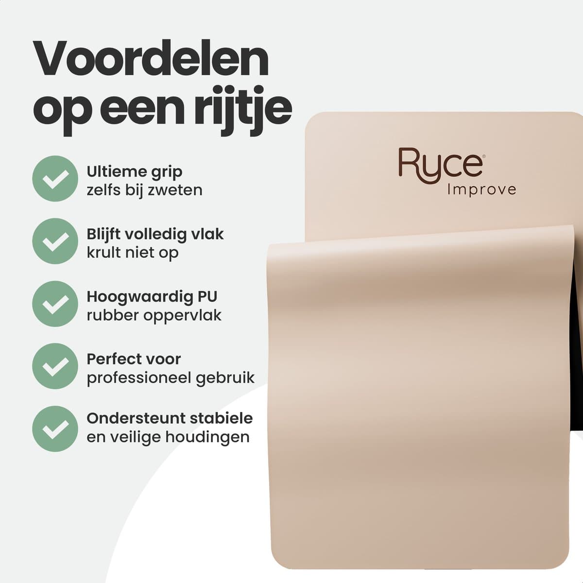 Ryce® Yogamat - PU Rubber - Pilates - Fitness - Anti Slip - Extra Dik - 183x68x0,5 cm - Coffee thumbnail 2
