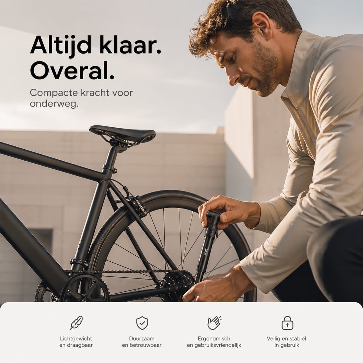 BOTC Fietspomp - Handpomp - Autoventiel - Dunlopventiel - Zwart thumbnail 2
