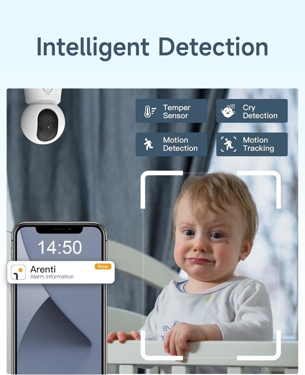 ARENTI Baby Monitor with 2 Camera and App with 5 Inch Screen, 1080P PTZ Video Baby Monitor with Camera, One-Touch Call, Temperature Sensor, Lullaby, Night Vision, 2-Way Audio, VoX Mode, Automatic thumbnail 6