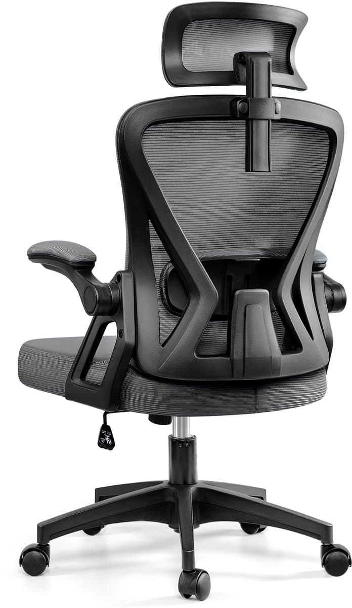 FelixKing Ergonomische Bureaustoel, Draaibare Bureaustoel voor Thuis met Hoofdsteun, Hoge Rugleuning Ademend Mesh Werkstoel, Gevoerde Opklapbare Armleuningen, Lendensteun, Computerstoel op Wielen, In Hoogte Verstelbare Gamingstoel, Kantelbaar - afbeelding 1