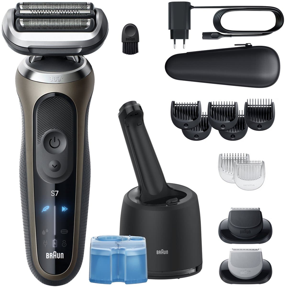 Braun Elektrisch Scheerapparaat Series 7 - Met SmartCare Center - EasyClick-opzetstukken - 72-C7650cc - Goud thumbnail 2